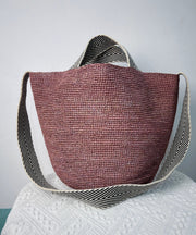 Vacation Style Khaki Large Vapacity Woven Versatile Shoulder Bag