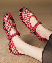 Vacation Style Silver Breathable Hollow Out Woven Flat Sandals