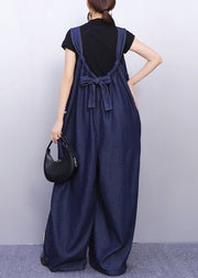 Vibrant Smiley Festooned Blue Denim Jumpsuit Fashion Look