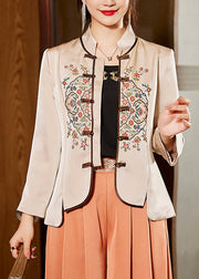 Vintage Apricot Stand Collar printing Shirt Bottoming Shirt