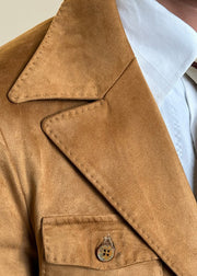 Vintage Army Green Button Pockets Faux Suede Men Coat Fall