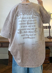 Vintage Black Letter Cotton Men's T Shirts O Neck Half Sleeve