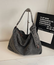 Vintage Black Solid Durable Denim Versatile Message Bag