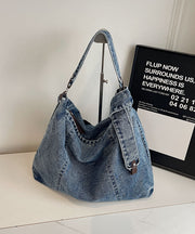 Vintage Black Solid Durable Denim Versatile Message Bag