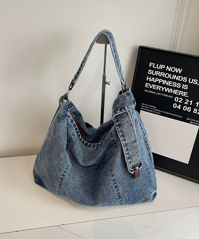 Vintage Black Solid Durable Denim Versatile Message Bag