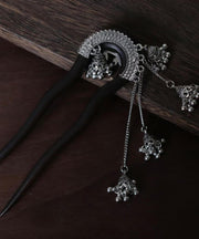 Vintage Black Wooden Bell Tassel Hairpin