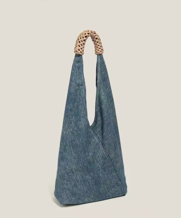 Vintage Blue Asymmetrical Design Denim Shoulder Bags