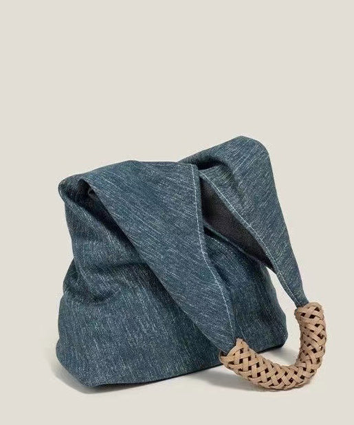 Vintage Blue Asymmetrical Design Denim Shoulder Bags