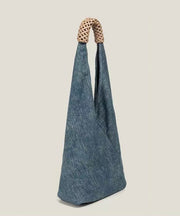 Vintage Blue Asymmetrical Design Denim Shoulder Bags