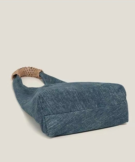 Vintage Blue Asymmetrical Design Denim Shoulder Bags