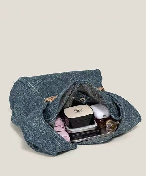 Vintage Blue Asymmetrical Design Denim Shoulder Bags