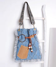 Vintage Blue Eyelash Large Capacity Denim Messenger Bag