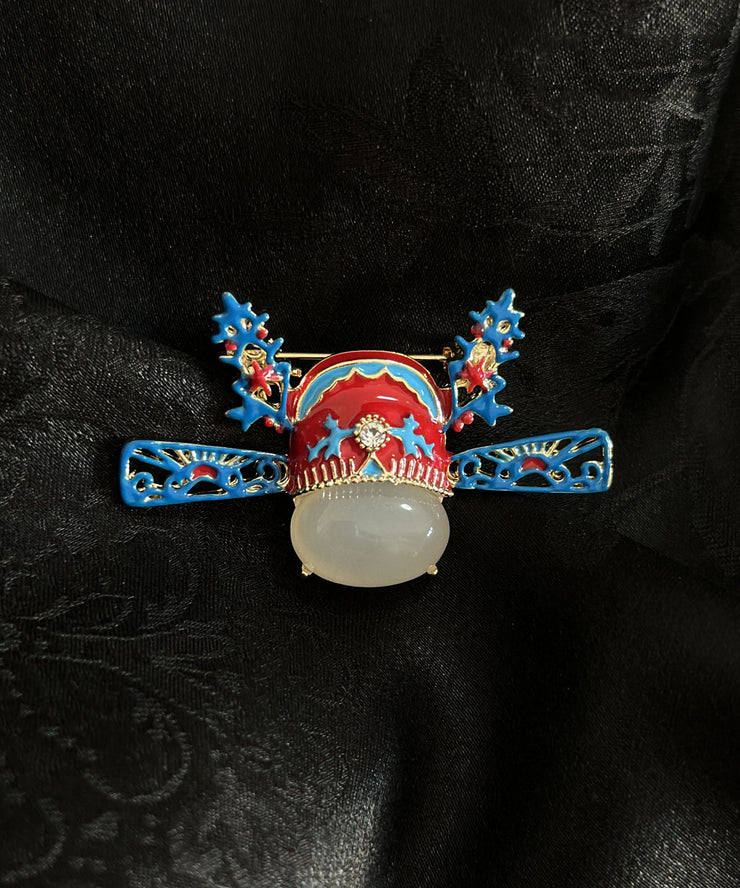 Vintage Blue Jade Enamel Champion Hat Brooches