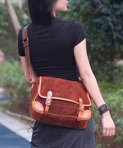 Vintage Blue Solid Durable Suede Messenger Bag