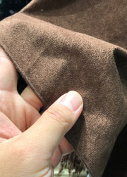 Vintage Brown Asymmetrical Patchwork Faux Suede Skirt Winter