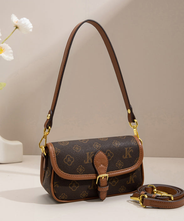 Vintage Brown Jacquard Faux Leather Micro Bag