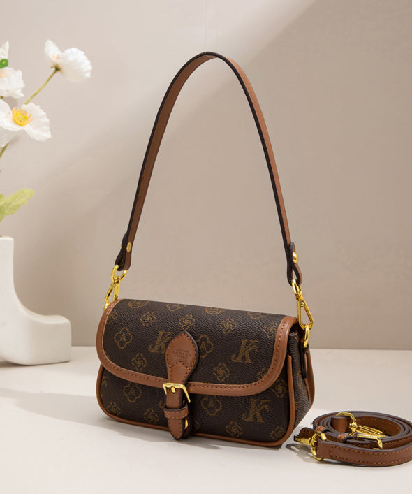 Vintage Brown Jacquard Faux Leather Micro Bag