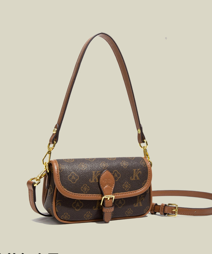Vintage Brown Jacquard Faux Leather Micro Bag