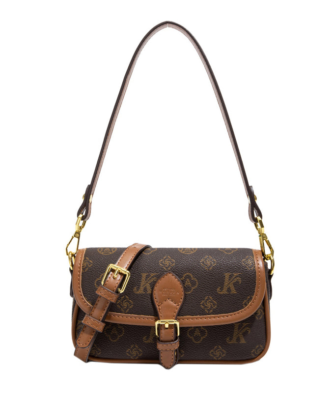 Vintage Brown Jacquard Faux Leather Micro Bag