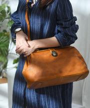 Vintage Brown Large Capacity Leather Tote Handbag