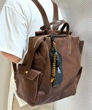 Vintage Brown Large Capacity Leather Versatile Backpack Bag