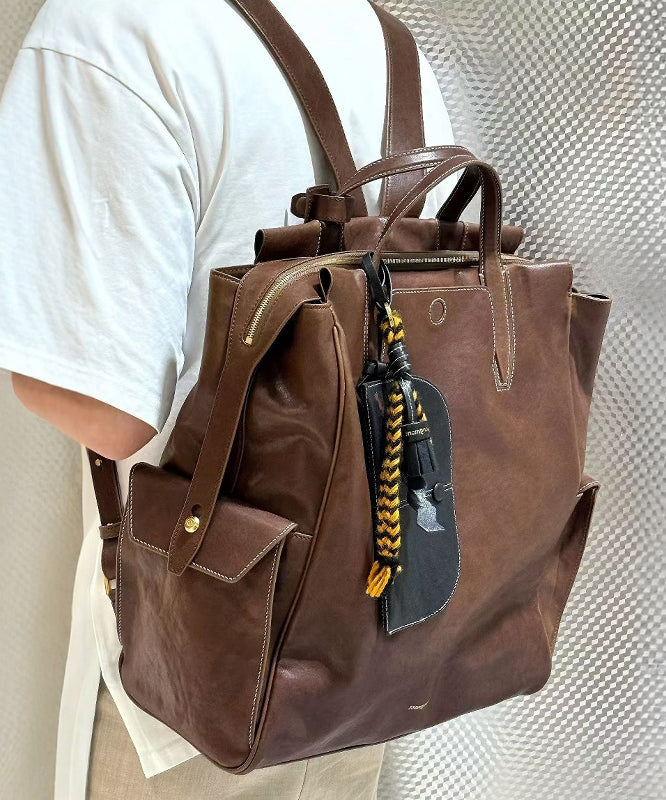 Vintage Brown Large Capacity Leather Versatile Backpack Bag