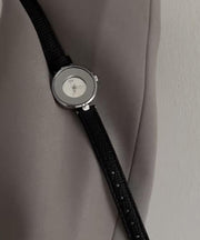 Vintage Brown Leather Alloy Hardlex Crystal Watches