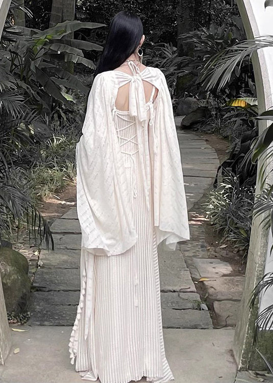 Vintage Cape And Tasseled Spaghetti Strap Dress Two Pieces Summer