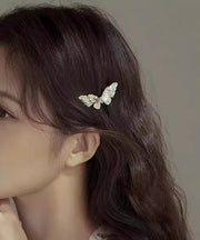 Vintage Champagne Alloy Zircon Crystal Butterfly Hairpin