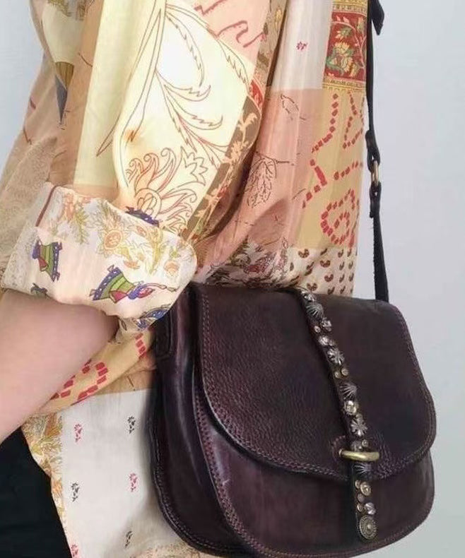 Vintage Chocolate CrossBody Solid Durable Calf Leather Messenger Bag