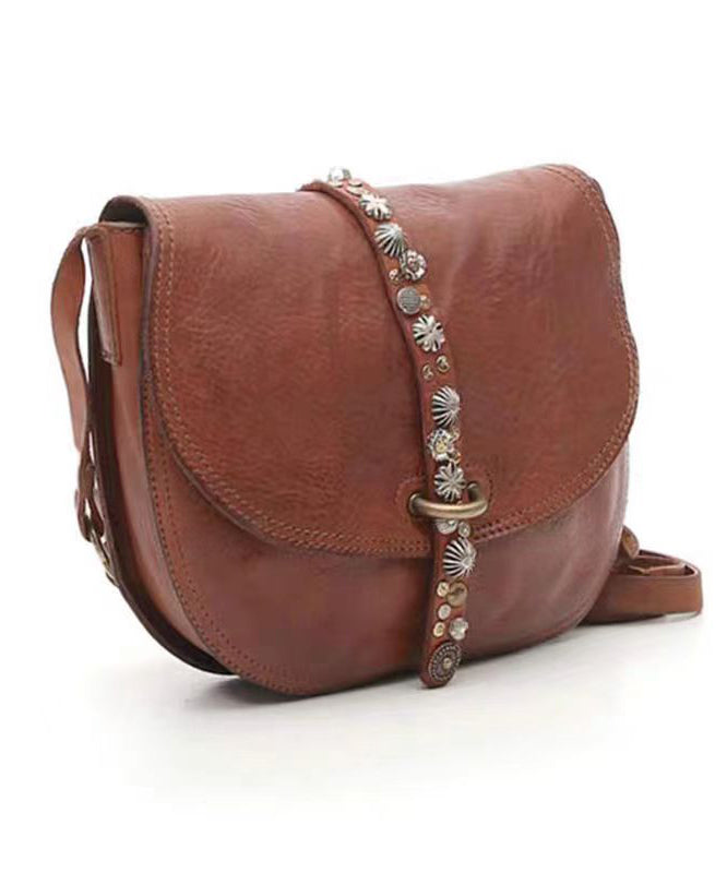 Vintage Chocolate CrossBody Solid Durable Calf Leather Messenger Bag
