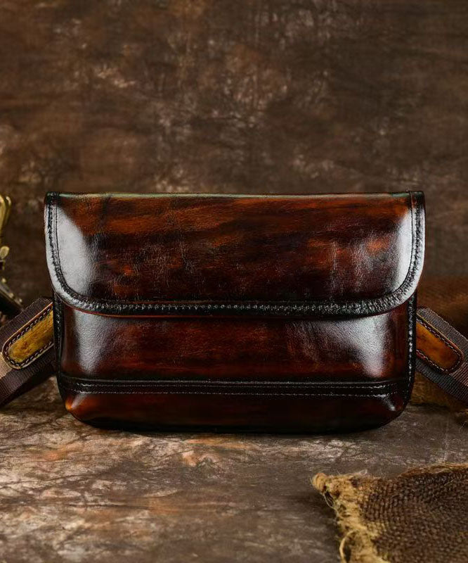 Vintage Coffee Calf Leather Versatile Men Envelope Bag