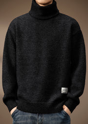 Vintage Coffee Cozy Thick Knit Mens Wool Knit Turtleneck Winter