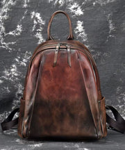 Vintage Coffee Large Capacity Calf Leather Backpack Bag