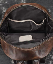 Vintage Coffee Large Capacity Calf Leather Backpack Bag