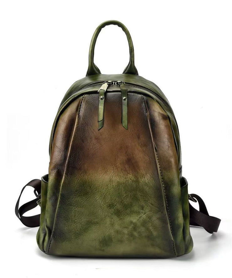 Vintage Coffee Large Capacity Calf Leather Backpack Bag