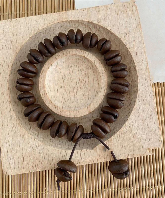 Vintage Coffee Leather Rope Beads Charm Bracelet