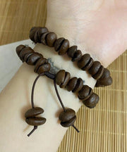 Vintage Coffee Leather Rope Beads Charm Bracelet