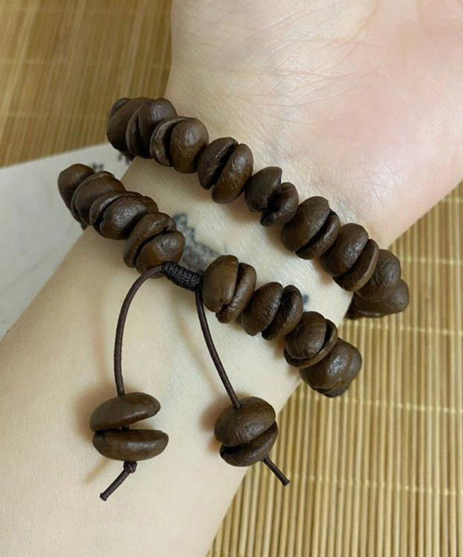 Vintage Coffee Leather Rope Beads Charm Bracelet