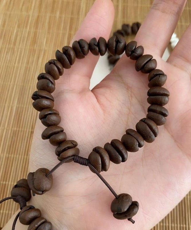 Vintage Coffee Leather Rope Beads Charm Bracelet
