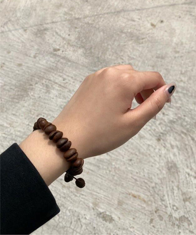 Vintage Coffee Leather Rope Beads Charm Bracelet