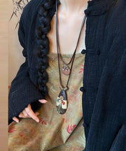 Vintage Coffee Weaving Water Drop Sweater Pendant Necklace