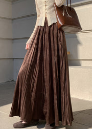 Vintage Coffee Wrinkled Elastic Waist Silk Velvet Skirt Winter