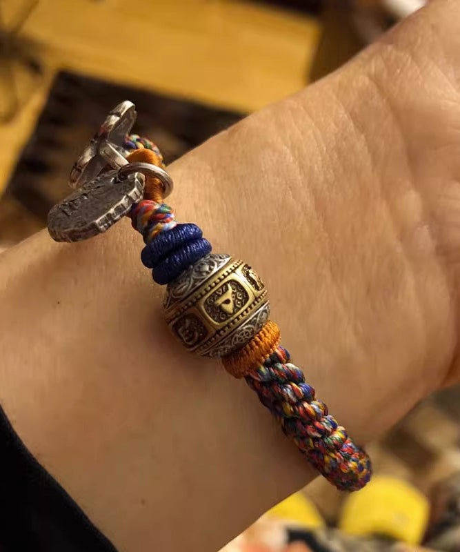 Vintage Cotton Thread Weaving Beads Charm Bracelet