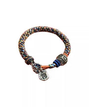 Vintage Cotton Thread Weaving Beads Charm Bracelet