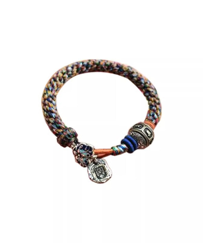 Vintage Cotton Thread Weaving Beads Charm Bracelet