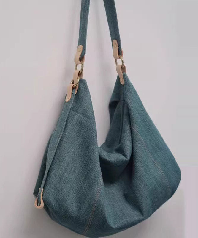 Vintage Denim Blue Solid Durable Cotton Messenger Bag