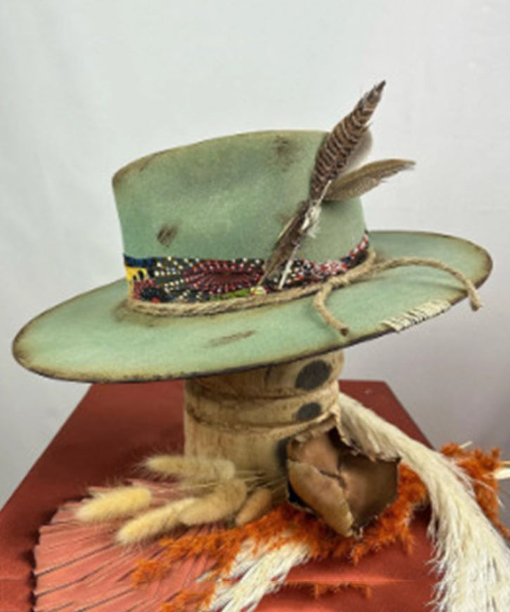 Vintage Ethnic Style Blue Wool Cowboy Hat