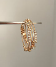Vintage Gold Metal Overgild Zircon Layered Cuff
