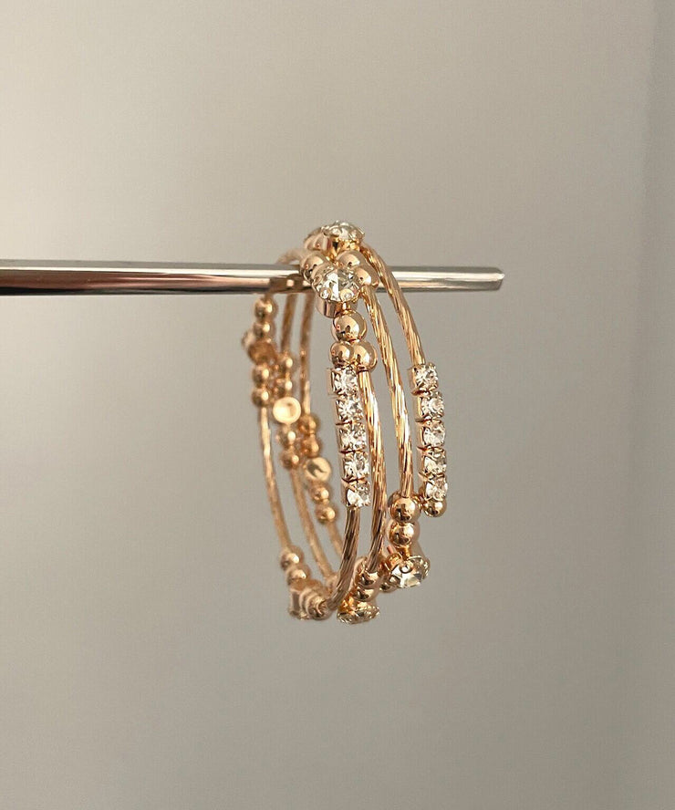 Vintage Gold Metal Overgild Zircon Layered Cuff